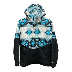 The North Face Girls' Brianna Insulated Hooded Jacket Aztec Blu/Black In Size XL